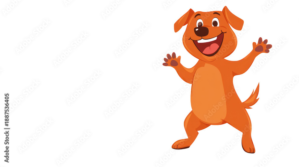 Fototapeta premium Cartoon dog extends arms in friendly gesture friendly cartoon dog poses with open arms welcoming viewer