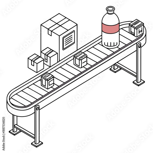 Industrial conveyor belt with products