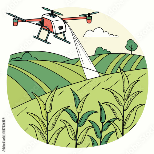 Agricultural drone in action
