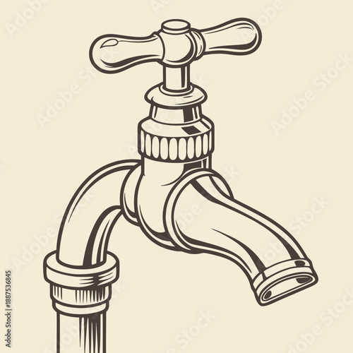 Vintage faucet illustration
