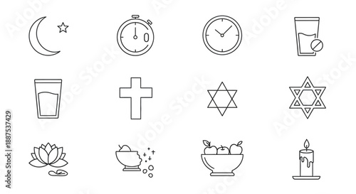 A professional collection of vector business and travel icons featuring a set of web button symbols and silhouette signs in a modern illustration design
