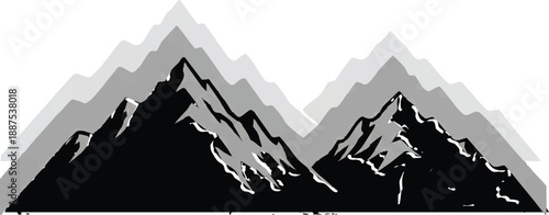 A stunning silhouette of mountains against a serene natural landscape on transparent background