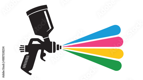 Colorful spray paint gun with cmyk colors