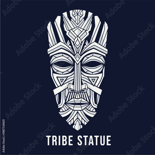 Tribal Mask Statue Icon with Geometric Patterns 1.