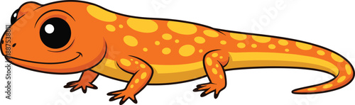 Cute Orange Salamander Vector Illustration with Yellow Spots and Friendly Smile for Childrens Education Nature Reptile Mascot and Amphibian Themed Graphic Designs