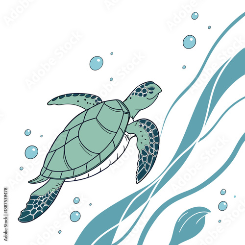 Sea turtle swimming in ocean