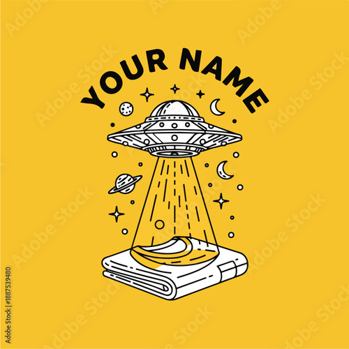 UFO Abducting a Wallet with Your Name Text.