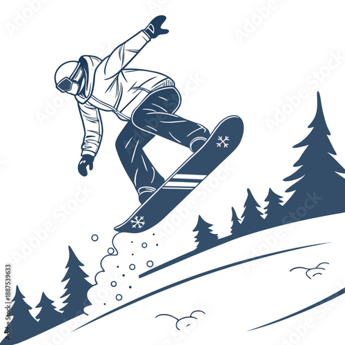 Snowboarder performing a jump