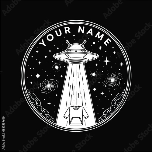 UFO Abducting Hoodie in Outer Space with Stars and Galaxies.