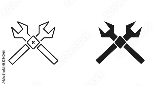 Crossed wrenches icon set