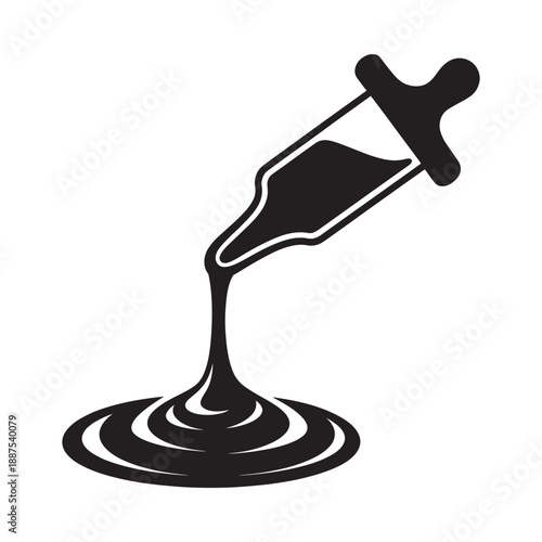 A black and white illustration of a dripping liquid from a pipette