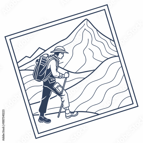 Hiker in mountainous terrain