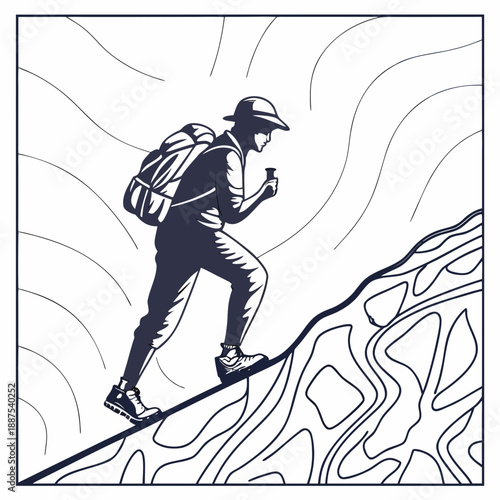 Hiker crossing a mountain ridge