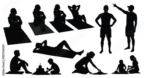 People practicing yoga and exercising in silhouette