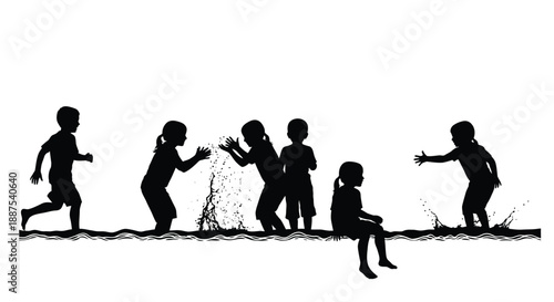 Children playing and splashing in the water