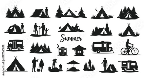 Camping and outdoor activities in summer season