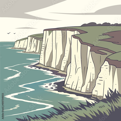 Coastal cliffs illustration