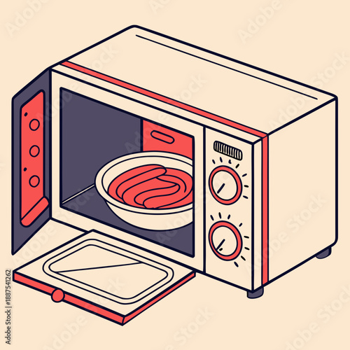 Microwave oven with food