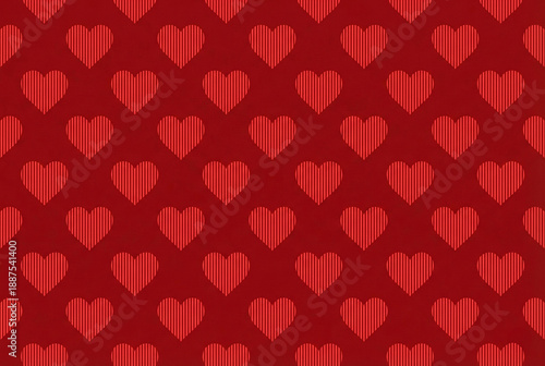 Seamless red heart pattern with vertical stripes for Valentine's Day background