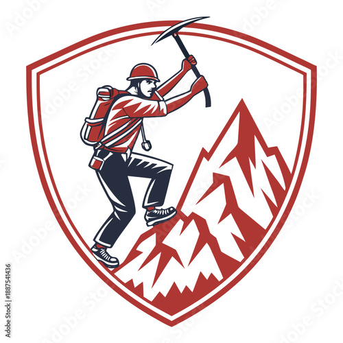 Mountain climber shield emblem