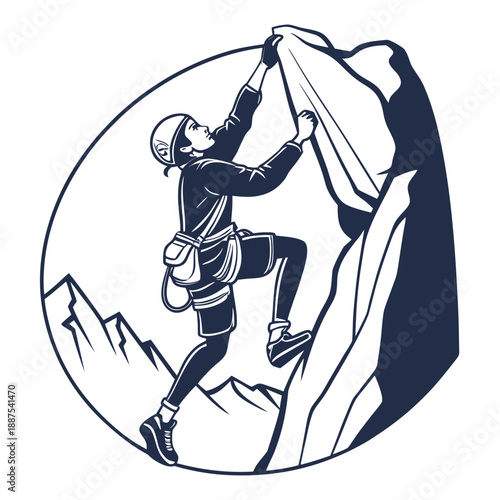 Rock climber in action