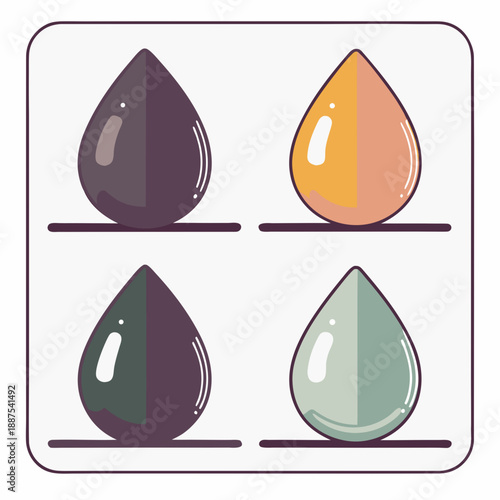 Four colorful droplets