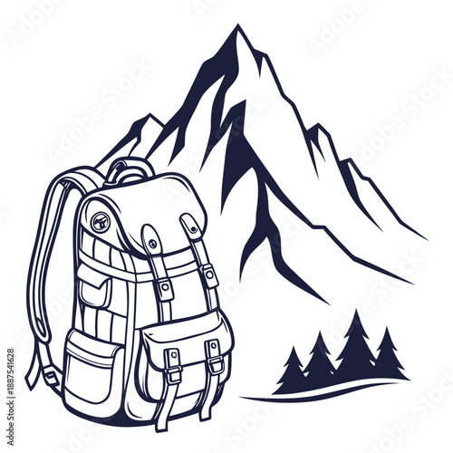 Mountain hiking illustration