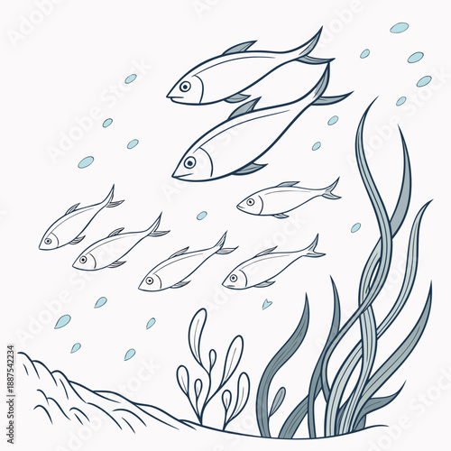 School of fish in aquatic environment