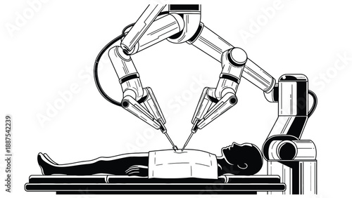 Surgical robotic arms performing precision minimally invasive procedure illustrating automation in the operating room, capital acquisition strategy and clinical performance metrics