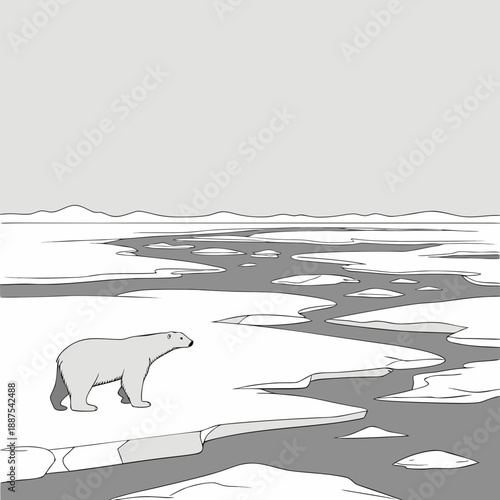 Polar bear in arctic landscape