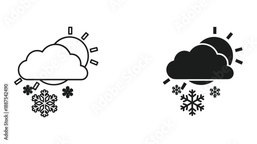 Cloudy weather with snowfall illustration