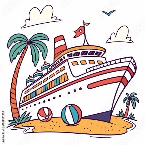 Cruise ship on a tropical beach