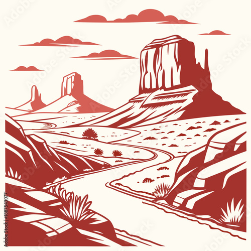 Desert landscape with sandstone formations
