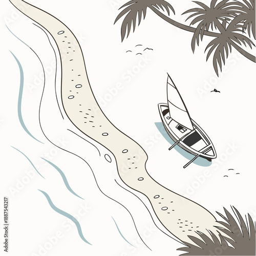 Serene tropical beach with boat