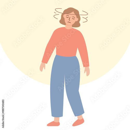 Dizzy Person Illustration with Swirling Lines