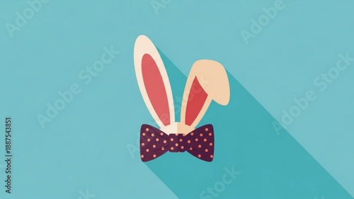 Rabbit Ears with Bow Tie on Blue Background