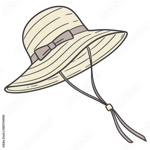 Straw hat with bow