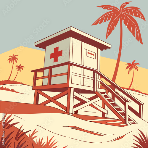 Beach lifeguard tower