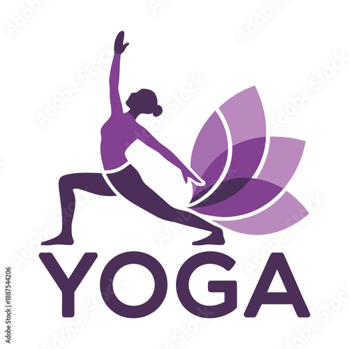 Yoga pose with lotus flower illustration