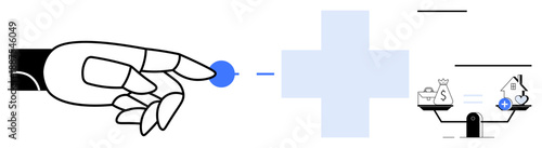 Technology integration. Technology enhancing healthcare and financial solutions for modern society. Technology bridging the gap between innovative tools and human well-being. For fintech, healthcare