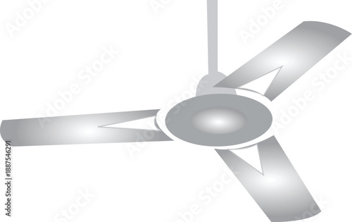 Modern Three Blade Ceiling Fan Vector Illustration