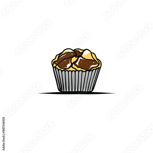 sweet steamed sponge cake vector illustration