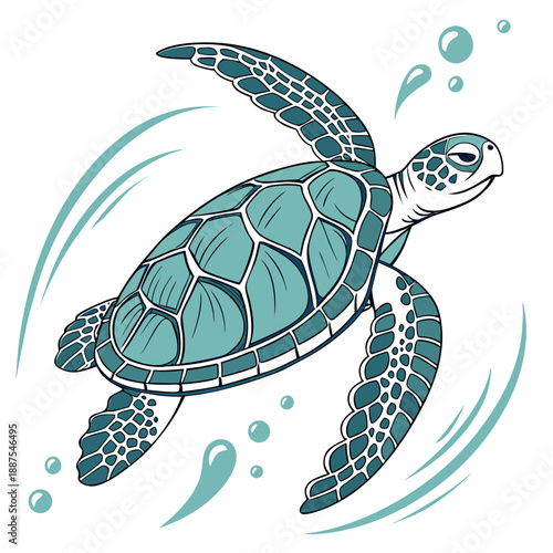 Swimming sea turtle
