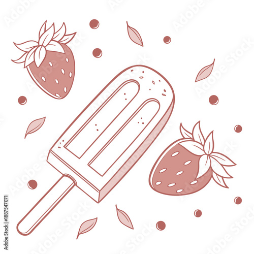 Strawberry popsicle illustration