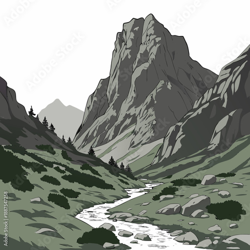 Mountain valley illustration