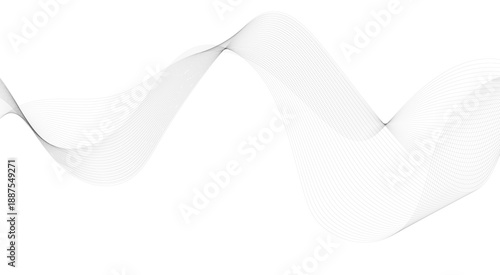 Stylized line art background. Vector illustration. Wave with lines created using blend tool. Abstract wave element for design. Digital frequency track equalizer.
