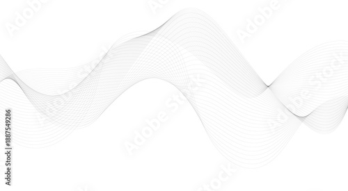 Stylized line art background. Vector illustration. Wave with lines created using blend tool. Abstract wave element for design. Digital frequency track equalizer.
