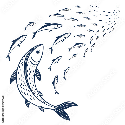 School of fish with large predator