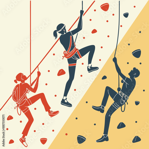 Rock climbers in action