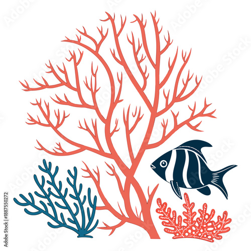 Underwater coral scene with fish